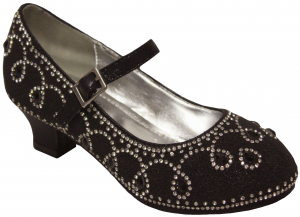 GIRLS DRESSY SHOES W/ RHINESTONES (BLACK)